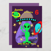 Cute outer Space Alien Themed Birthday Party Invitation (Front/Back)