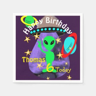 Cute outer Space Alien Themed Birthday Party Paper Napkins