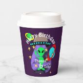 Cute outer Space Alien Themed Birthday Party Paper Paper Cups | Zazzle