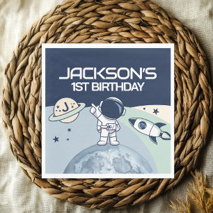 Cute Outer Space Astronaut Birthday Napkins