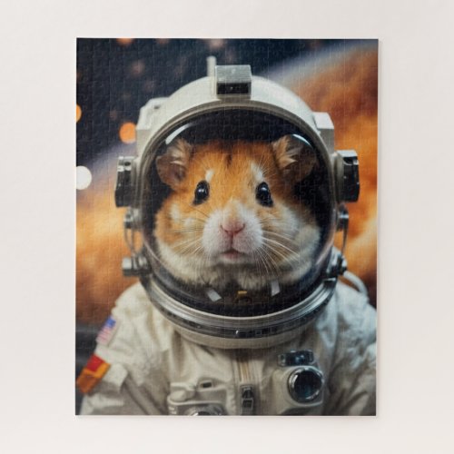 Cute Outer Space Astronaut Hamster  Jigsaw Puzzle