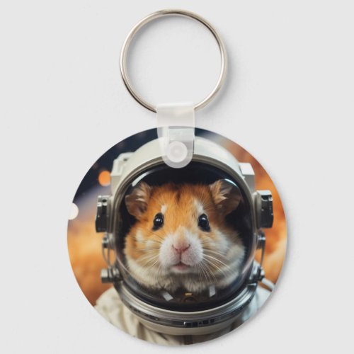 Cute Outer Space Astronaut Hamster  Keychain