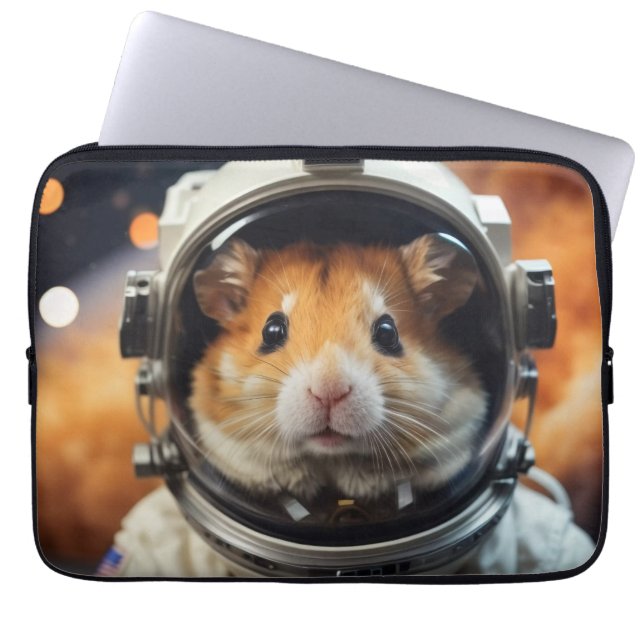 Cute Outer Space Astronaut Hamster  Laptop Sleeve (Front)
