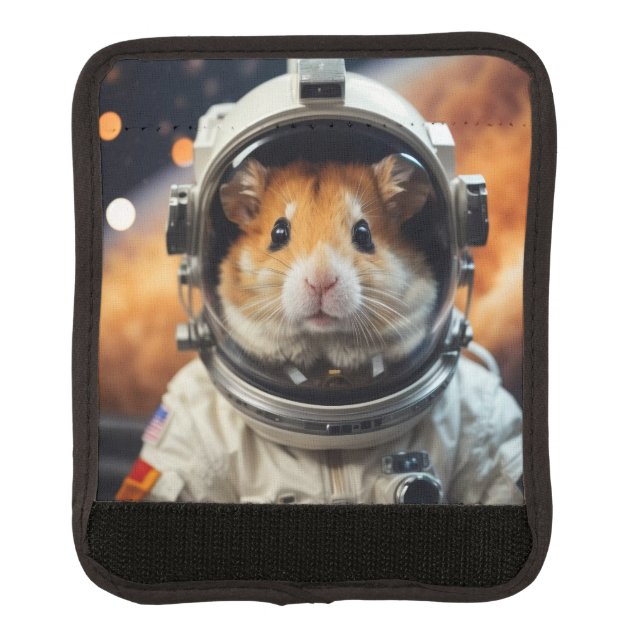 Cute Outer Space Astronaut Hamster  Luggage Handle Wrap (Front)