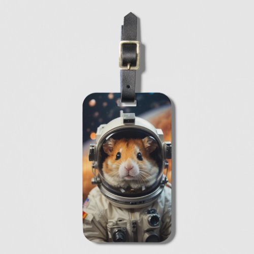 Cute Outer Space Astronaut Hamster  Luggage Tag