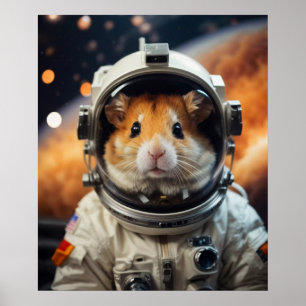 Cute Outer Space Astronaut Hamster Poster