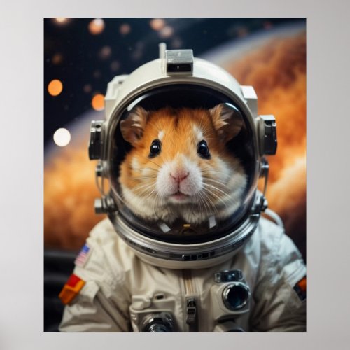 Cute Outer Space Astronaut Hamster  Poster