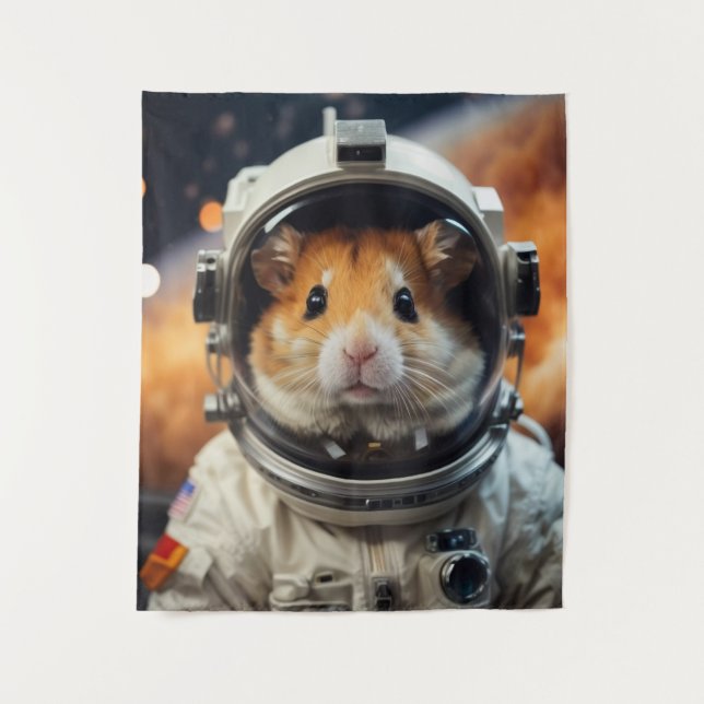 Cute Outer Space Astronaut Hamster  Tapestry (Front)