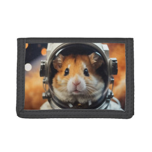 Cute Outer Space Astronaut Hamster Trifold Wallet