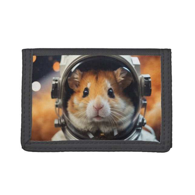 Cute Outer Space Astronaut Hamster  Trifold Wallet (Front)