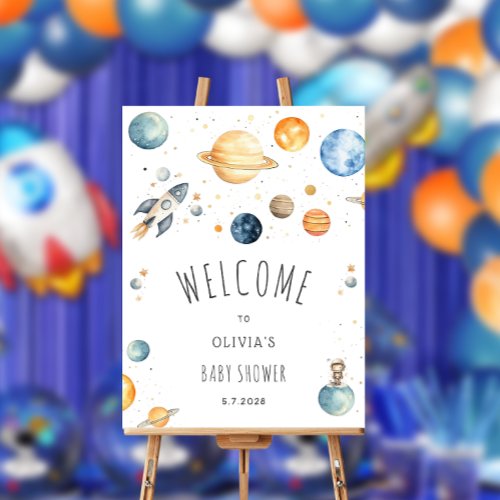 Cute Outer Space Baby Shower Welcome Foam Board