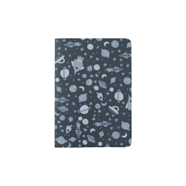 Cute Outer Space Galaxy UFO Pattern  Passport Holder (Front)