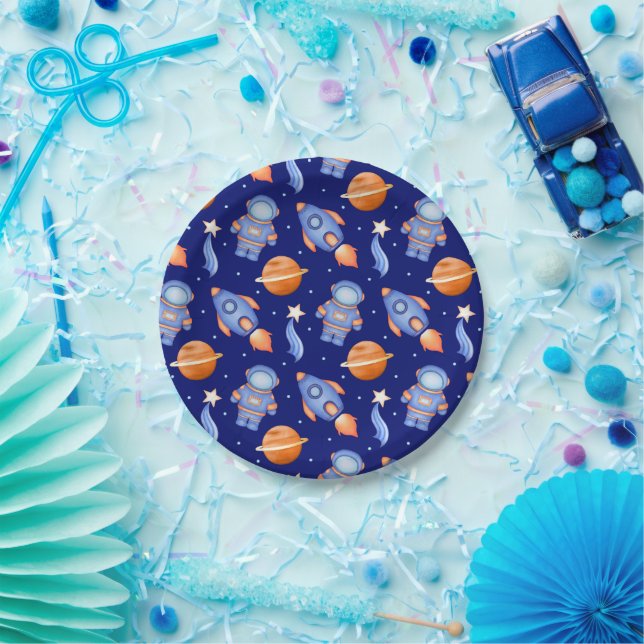 Cute Outer Space Planets & Astronaut Paper Plates (Party)