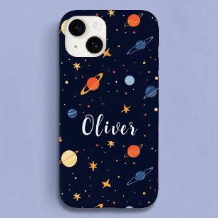 Cute Outer Space Planets Kids Name Case-Mate iPhone 14 Case