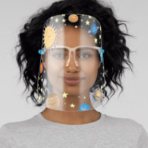 Cute Outer Space Planets Solar System Face Shield