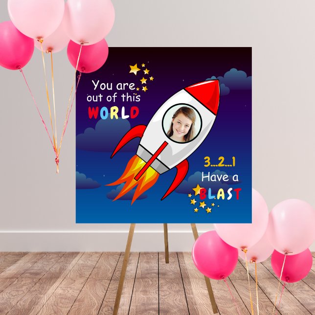 Cute Outer Space Rocket Ship Blast Off Birthday Foam Board (Creator Uploaded)