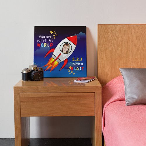 Cute Outer Space Rocket Ship Blast Off Birthday Metal Print