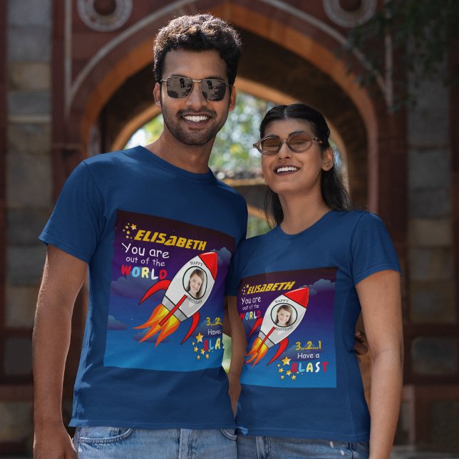 Cute Outer Space Rocket Ship Blast Off Birthday T-Shirt (Creator Uploaded)