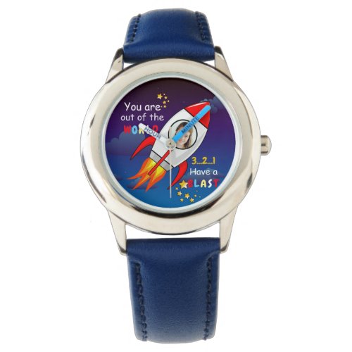 Cute Outer Space Rocket Ship Blast Off Birthday Watch