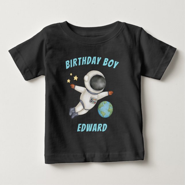 Cute Outer Space Spaceman Birthday T-Shirt (Front)