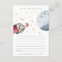 Cute Outer Space Starry Advice for Mum Baby Shower Enclosure Card