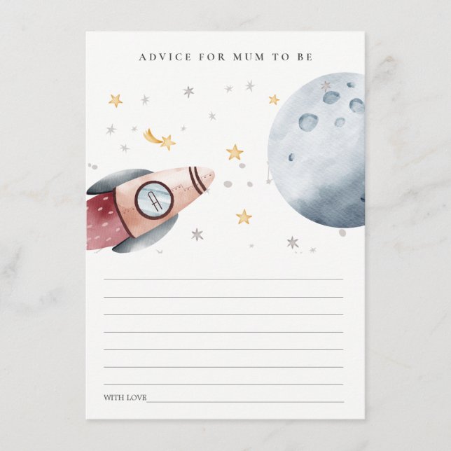 Cute Outer Space Starry Advice for Mum Baby Shower Enclosure Card (Front)