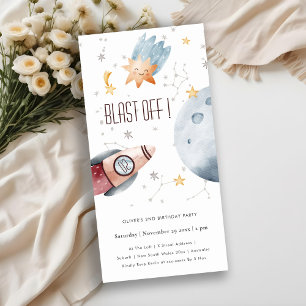 Cute Outer Space Starry Any Age Birthday Invite