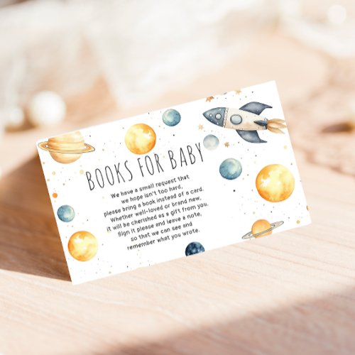 Cute Outer Space Starry Baby Shower Book Request  Enclosure Card