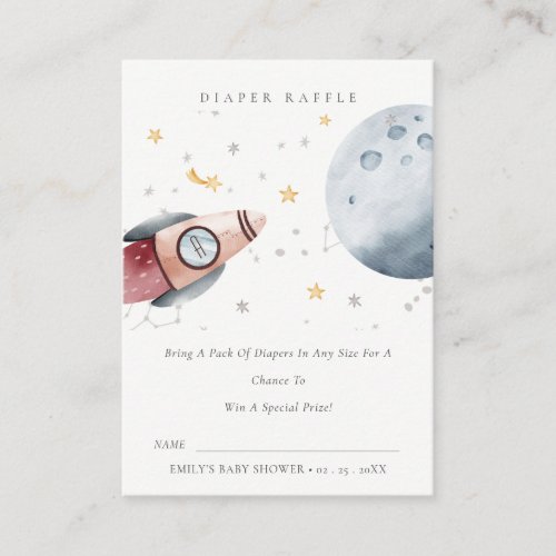 Cute Outer Space Starry Diaper Raffle Baby Shower Enclosure Card