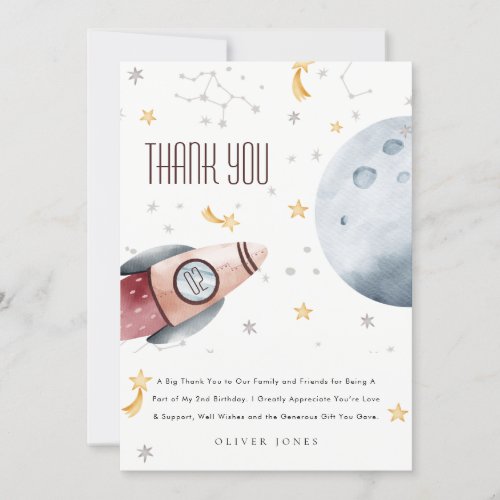 Cute Outer Space Starry Planet Any Age Birthday Thank You Card