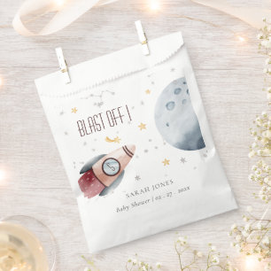Cute Outer Space Starry Planet Rocket Baby Shower Favor Bag