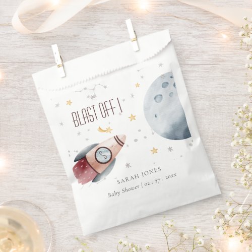 Cute Outer Space Starry Planet Rocket Baby Shower Favor Bag