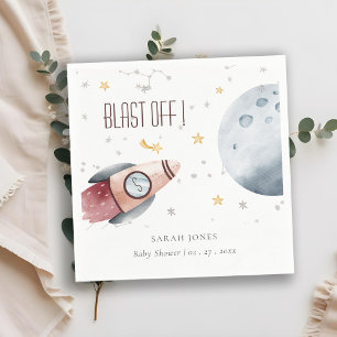Cute Outer Space Starry Planet Rocket Baby Shower Napkins