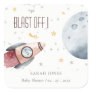Cute Outer Space Starry Planet Rocket Baby Shower Square Sticker