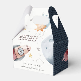 Cute Outer Space Starry Planets Any Age Birthday Favor Boxes