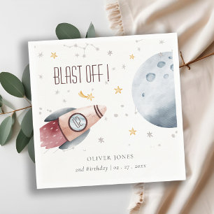 Cute Outer Space Starry Planets Any Age Birthday Napkins