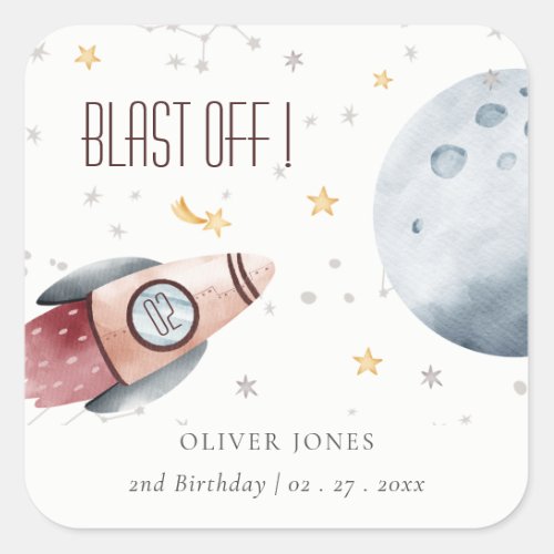 Cute Outer Space Starry Planets Any Age Birthday Square Sticker