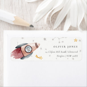 Cute Outer Space Starry Planets Birthday Address Label