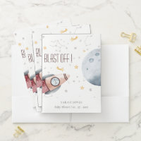 Cute Outer Space Starry Planets Rocket Baby Shower