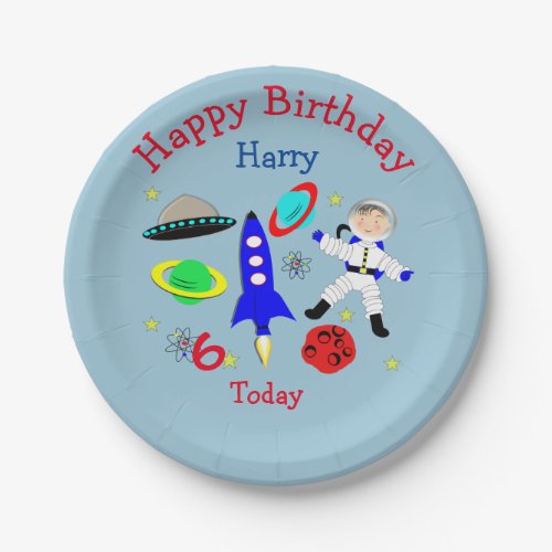 Cute outer Space Themed Birthday Party Paper Plates