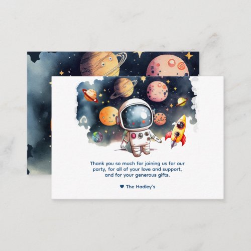 Cute Outerspace Astronaut Thank You Note Card