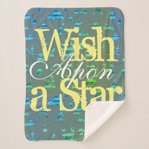 Cute Outerspace Pattern Custom Whish Apon a Star Sherpa Blanket