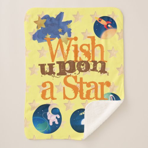 Cute Outerspace Pattern Custom Whish Upon a Star Sherpa Blanket