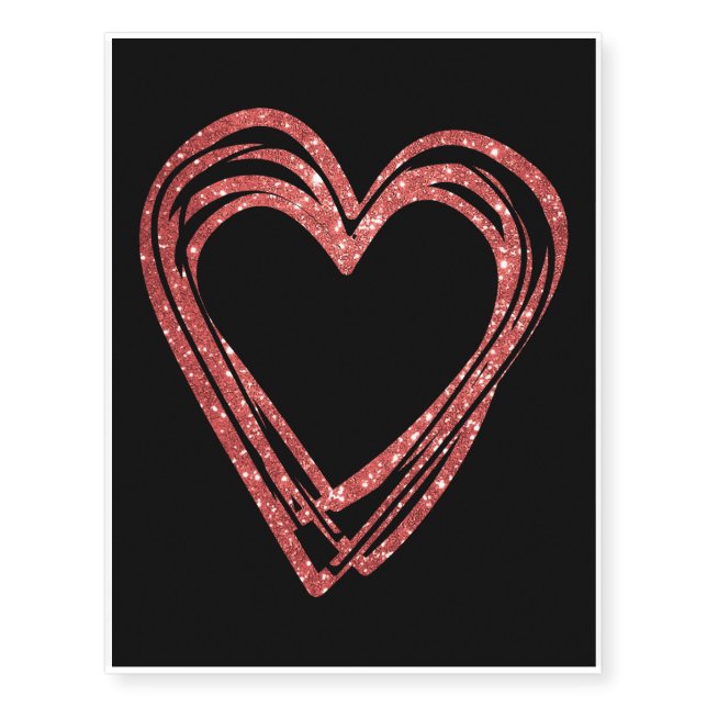 Cute Outline Heart Lover Matching Valentine's Day Temporary Tattoos (Front)