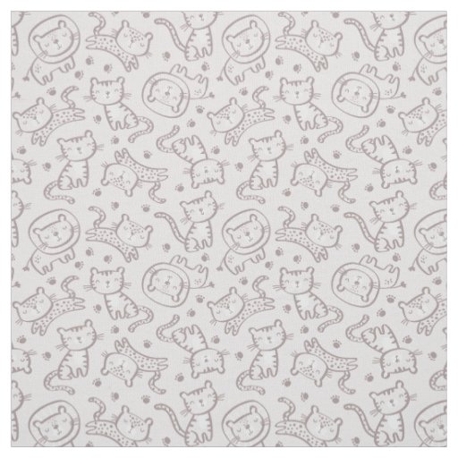 Cute Outline Jungle Animals on sand Fabric
