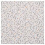 Cute Outline Jungle Animals with orange footprints Fabric