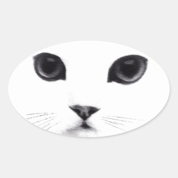 Cute Oval Kitty Cat Face Oval Sticker by PattiJAdkins at Zazzle