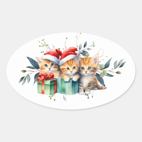 Cute Oval Shaped Christmas Stickers