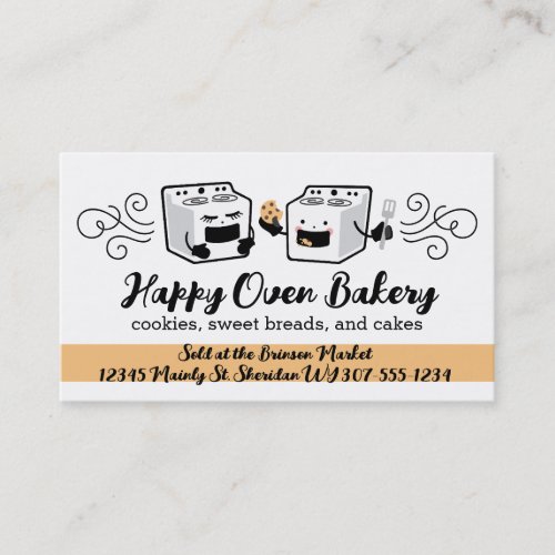 Cute oven stove cookie baking business cards