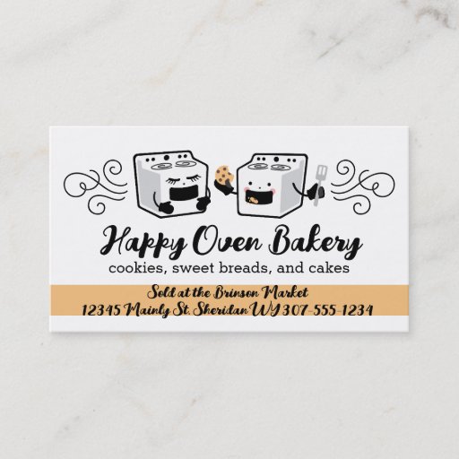 Customizable Cute oven stove cookie baking business cards